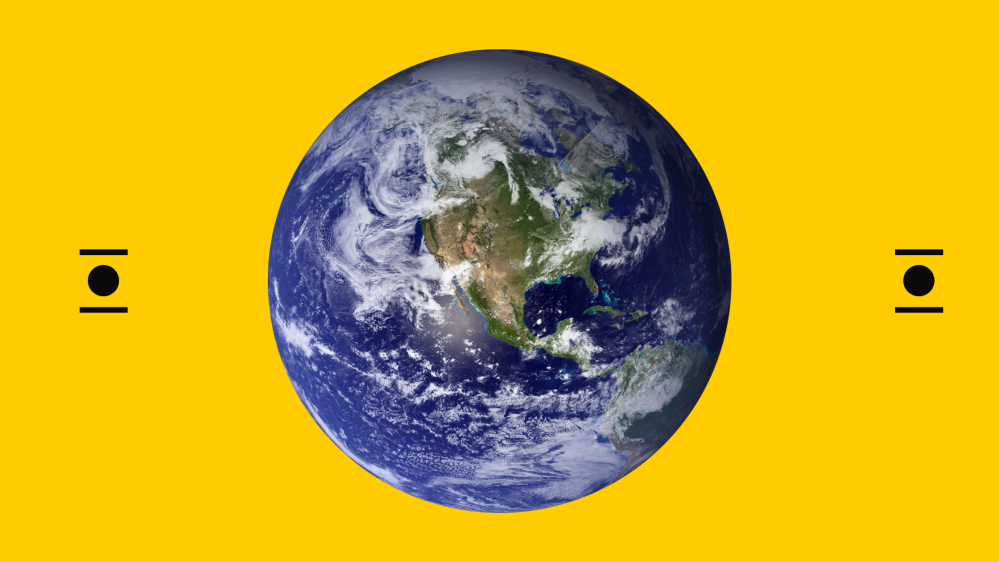 A globe in the yellow background